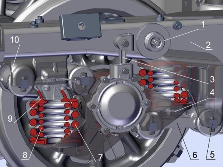Буксовое подвешивание тележки моторного вагона
