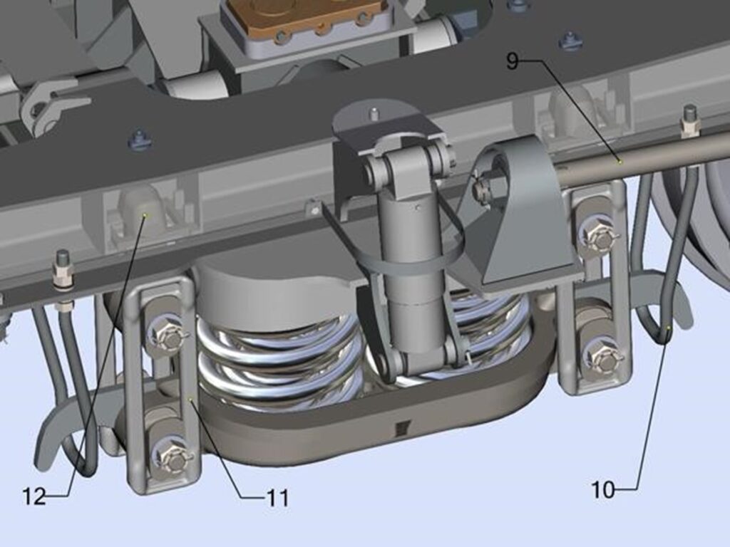 Элементы центрального подвешивания тележки прицепного вагона