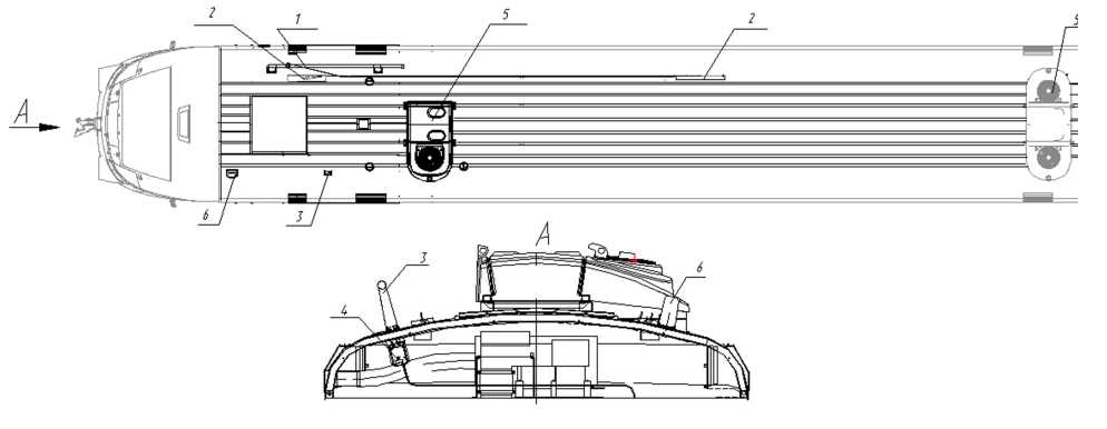 Расположение оборудования на крыше головного немоторного вагона