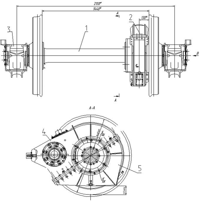 Колесная пара c редуктором и буксами