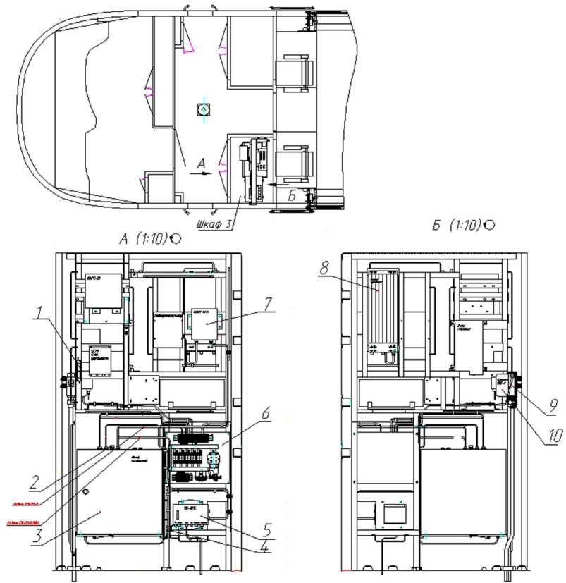 Расположение аппаратуры комплекса БЛОК в шкафу