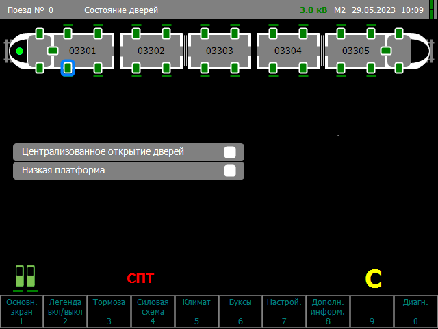 Экран монитора «Состояние дверей»