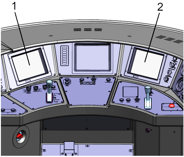 Расположение мониторов системы управления на рабочем месте машиниста