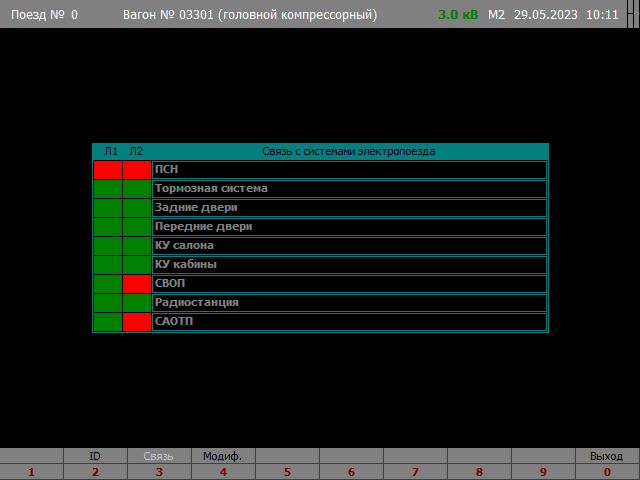 Экран «Связь с системами (головной компрессорный)»